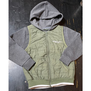 Boys Kenneth Cole Green Gray Hooded zip up lightweight jacket Size 5